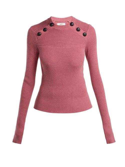 Matchesfashion.com Isabel Marant Toile - Koyle Buttoned Cotton And Wool Blend Sweater - Womens - Pink