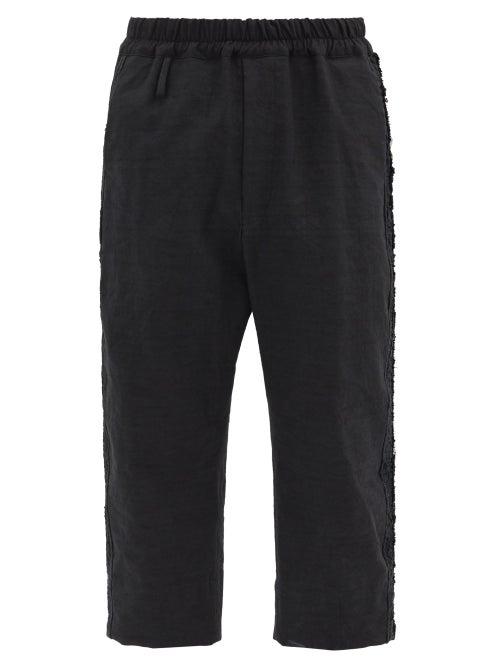 Matchesfashion.com By Walid - Jeremy Jet-beaded Linen-blend Trousers - Mens - Black