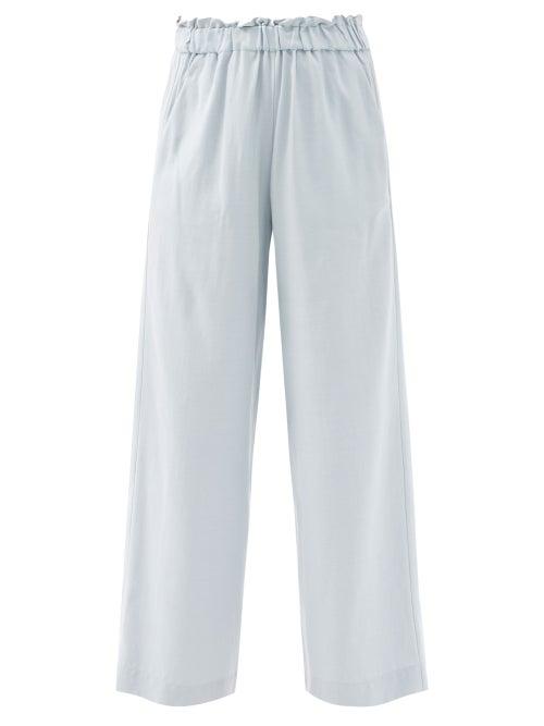 Matchesfashion.com Casa Raki - Natalia High-rise Wide-leg Trousers - Womens - Light Blue