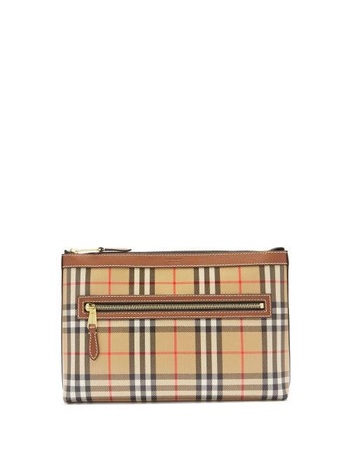 Matchesfashion.com Burberry - Duncan Vintage-check Canvas Pouch - Mens - Beige