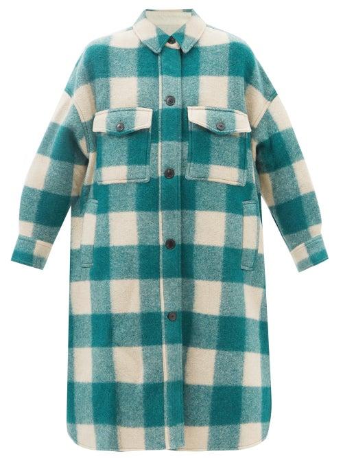 Isabel Marant Toile - Fontizi Checked Felted Coat - Womens - Green White