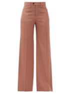 Matchesfashion.com Chlo - High-rise Wool Grain-de-poudre Wide-leg Trousers - Womens - Brown