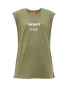 Matchesfashion.com Art School - Therapy-print Cotton-jersey Tank Top - Womens - Khaki White