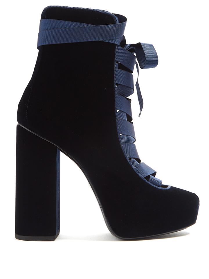 Rue St. Rupert Street Velvet Platform Ankle Boots