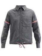 Matchesfashion.com Thom Browne - Tricolour-stripe Zipped Wool-twill Shirt Jacket - Mens - Grey