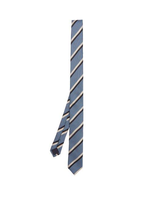 Matchesfashion.com Prada - Striped Silk Tie - Mens - Blue Multi