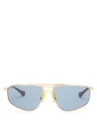 Matchesfashion.com Gucci - Rectangular-aviator Metal Sunglasses - Mens - Gold