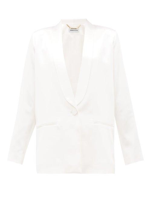 Matchesfashion.com Adriana Iglesias - Boyfriend Single-breasted Silk-satin Faille Blazer - Womens - White