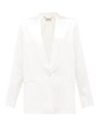 Matchesfashion.com Adriana Iglesias - Boyfriend Single-breasted Silk-satin Faille Blazer - Womens - White