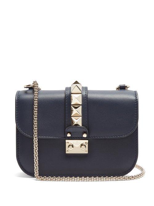 Matchesfashion.com Valentino - Lock Small Leather Shoulder Bag - Womens - Navy