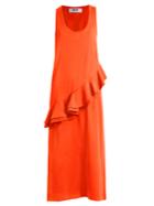 Msgm Asymmetric-ruffle Sleeveless Jersey Dress