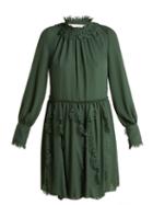 Matchesfashion.com See By Chlo - Floral Laser Cut Georgette Dress - Womens - Dark Green