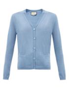 Matchesfashion.com Gucci - Gg-embroidered Cashmere Cardigan - Womens - Blue