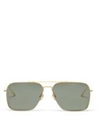 Matchesfashion.com Linda Farrow - Asher Aviator 22kt Gold-plated Titanium Sunglasses - Womens - Green Gold