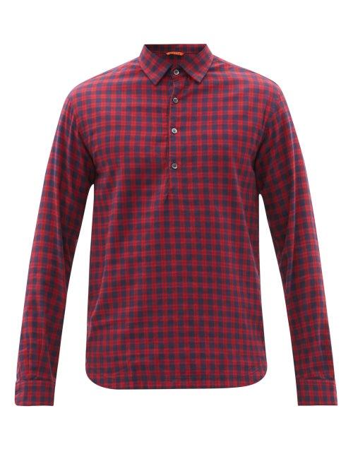 Mens Rtw Barena Venezia - Pavan Half-button Cotton-tartan Shirt - Mens - Red Multi