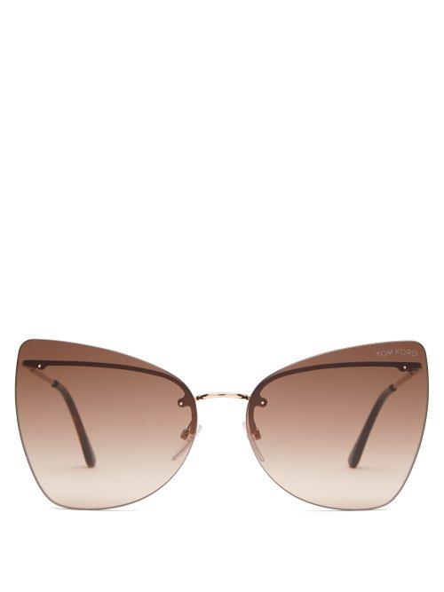 Matchesfashion.com Tom Ford Eyewear - Presley Rimless Metal Sunglasses - Womens - Nude