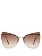Matchesfashion.com Tom Ford Eyewear - Presley Rimless Metal Sunglasses - Womens - Nude