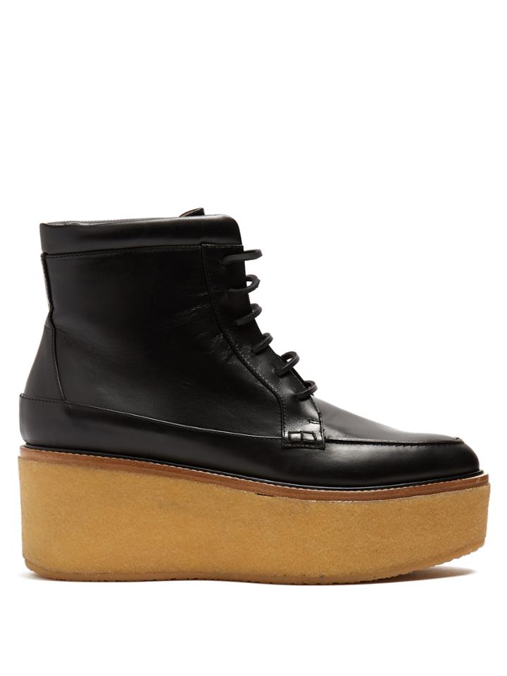 Gabriela Hearst Terral Leather Flatform Ankle Boots