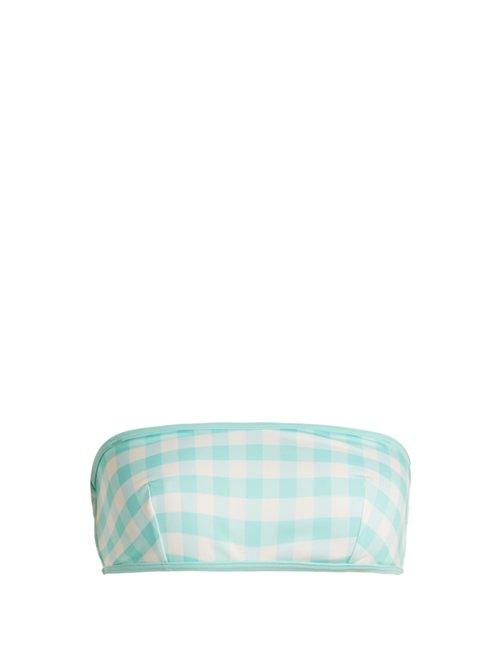 Matchesfashion.com Solid & Striped - The Kate Bandeau Gingham Bikini Top - Womens - Light Blue