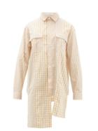 Matchesfashion.com Jw Anderson - Asymmetric Gingham Cotton Poplin Shirt - Womens - Brown White