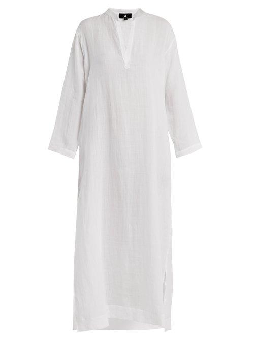 Matchesfashion.com Su - Mandarin Collar Semi Sheer Kaftan - Womens - White