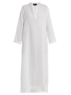 Matchesfashion.com Su - Mandarin Collar Semi Sheer Kaftan - Womens - White