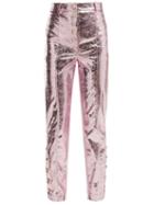 Matchesfashion.com Hillier Bartley - Crackle Coated Metallic Trousers - Womens - Pink