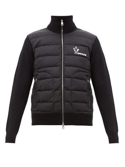 Matchesfashion.com Moncler - Logo Print Quilted Zip Up Track Top - Mens - Black