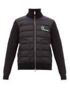 Matchesfashion.com Moncler - Logo Print Quilted Zip Up Track Top - Mens - Black