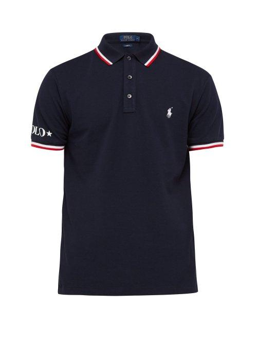 Matchesfashion.com Polo Ralph Lauren - Logo Embroidered Cotton Piqu Polo Shirt - Mens - Navy