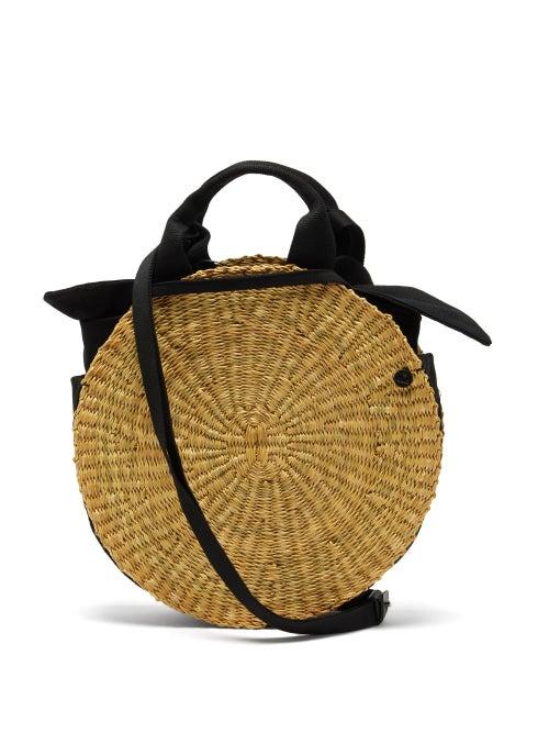 Matchesfashion.com Muu - Rosie Circular Woven Elephant Grass Bag - Womens - Black Multi