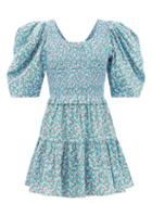 Sea - Lilly Smocked Floral-print Cotton Dress - Womens - Blue Multi