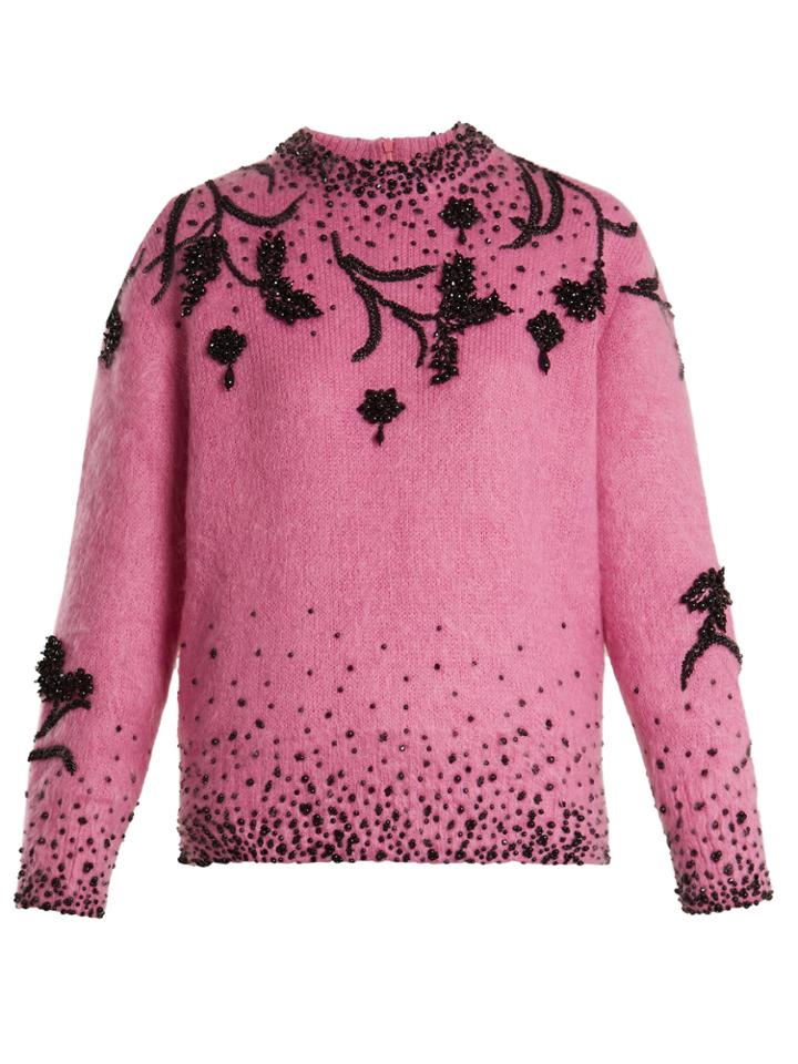 Prada Bead-embellished Mohair-blend Sweater