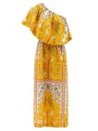 Johanna Ortiz - From Salsa To Mambo Asymmetric Cotton Dress - Womens - Yellow