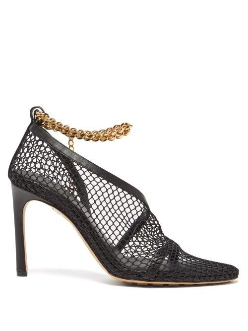 Matchesfashion.com Bottega Veneta - Chain-strap Mesh And Leather Pumps - Womens - Black