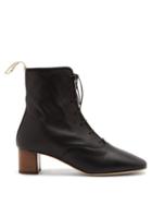 Matchesfashion.com Loewe - Squared-toe Block-heel Leather Boots - Womens - Black