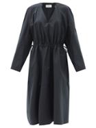 Matchesfashion.com Lemaire - Drawstring-waist Cotton-blend Poplin Dress - Womens - Black