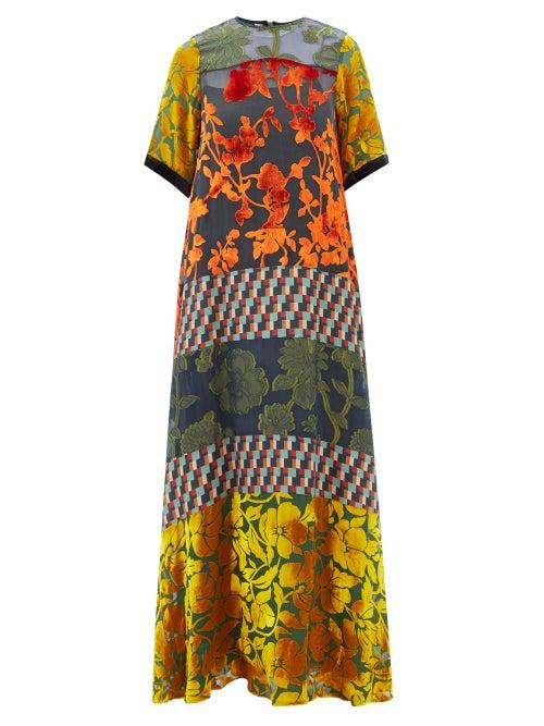 Biyan - Ikkobel Panelled Maxi Dress - Womens - Yellow Multi