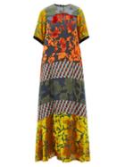Biyan - Ikkobel Panelled Maxi Dress - Womens - Yellow Multi