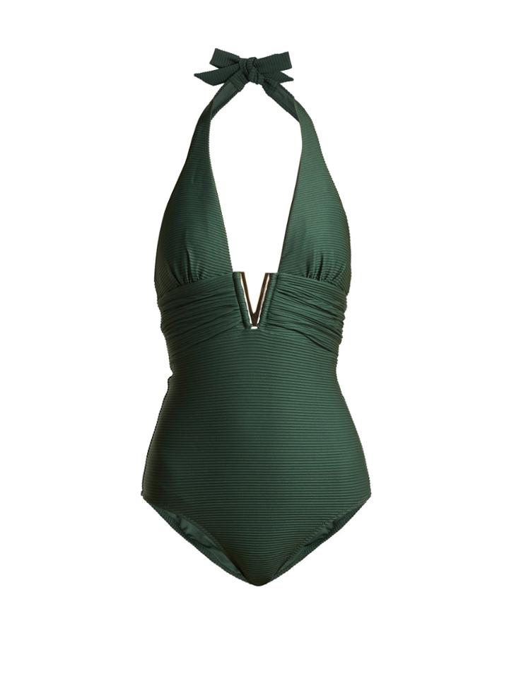 Heidi Klein Polynesia V-bar Ribbed Swimsuit