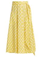 Lisa Marie Fernandez Polka Dot-print Tie-waist Linen Skirt