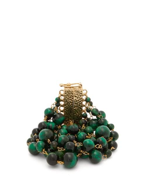 Matchesfashion.com Rosantica By Michela Panero - Esplosione Beaded Metal Bracelet - Womens - Green Multi