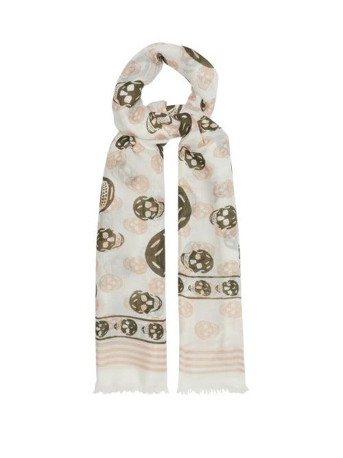 Matchesfashion.com Alexander Mcqueen - Skull-print Modal Scarf - Womens - Pink Multi