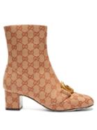 Matchesfashion.com Gucci - Victoire Gg Canvas Ankle Boots - Womens - Beige Multi