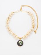 Tohum - Evil Eye Shell & 24kt Gold-plated Necklace - Womens - Black Multi