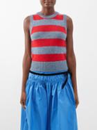 Molly Goddard - Rose Striped Lambswool Sweater Vest - Womens - Blue Red