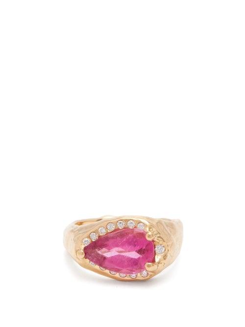 Matchesfashion.com Nadia Shelbaya - 157 Diamond, Tourmaline & Gold Ring - Womens - Gold
