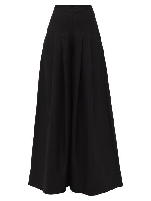 Matchesfashion.com Jacquemus - Arcello High-rise Slubbed Wide-leg Trousers - Womens - Black