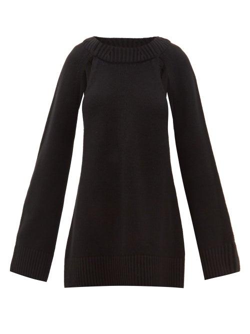 Matchesfashion.com Khaite - Liz Cutout Raglan Sleeve Cashmere Sweater - Womens - Black