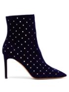 Matchesfashion.com Valentino - Rockstud Spike Velvet Ankle Boots - Womens - Navy